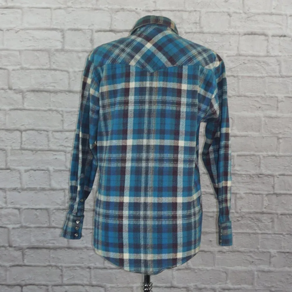 Vintage Oversized Boyfriend Pearl Snap Cotton Plaid Shacket Large - Picture 2 of 8